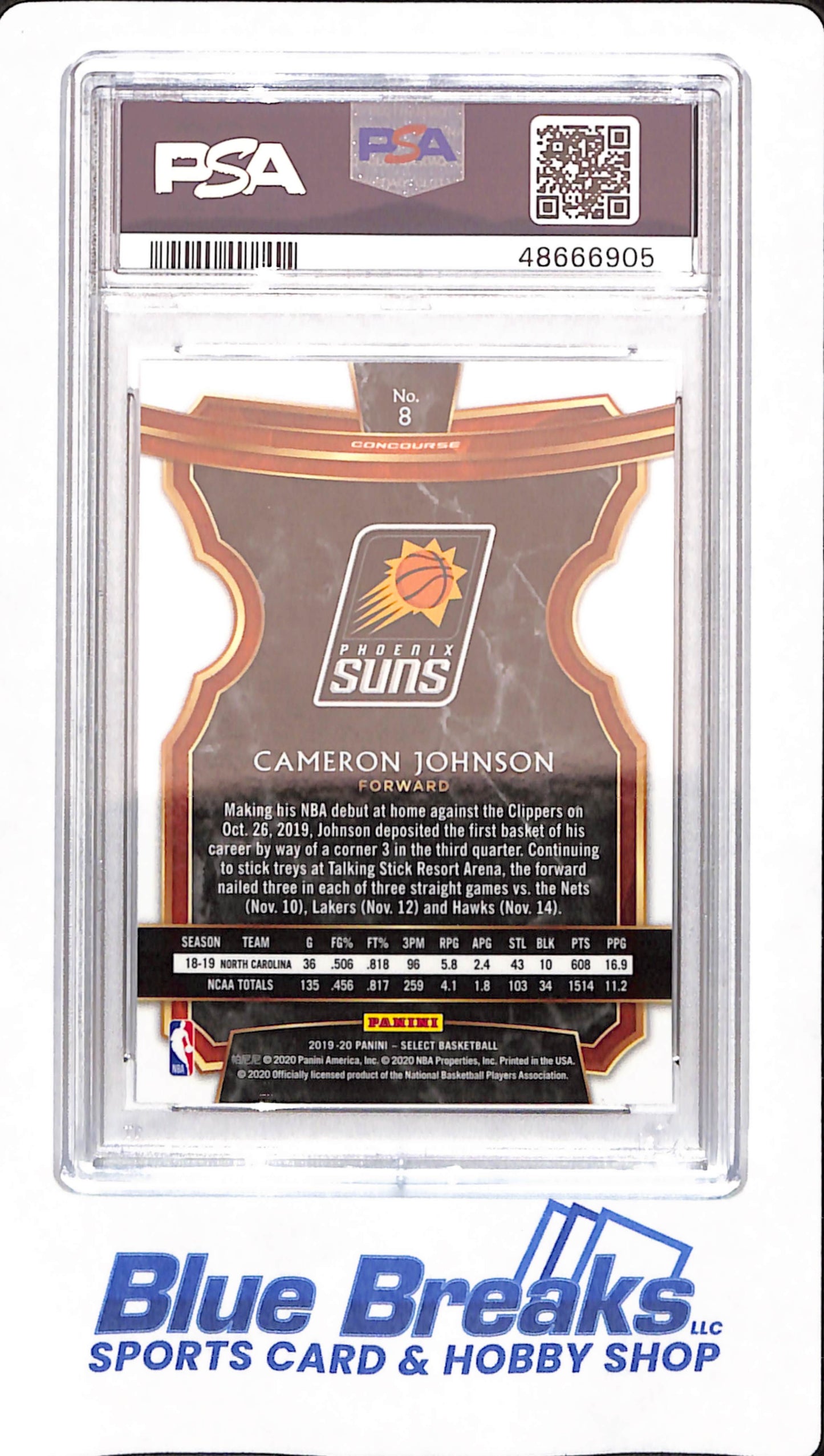 2019 Panini Select - Cameron Johnson - # 8 - PSA 10 - Basketball - Phoenix Suns - Rookie