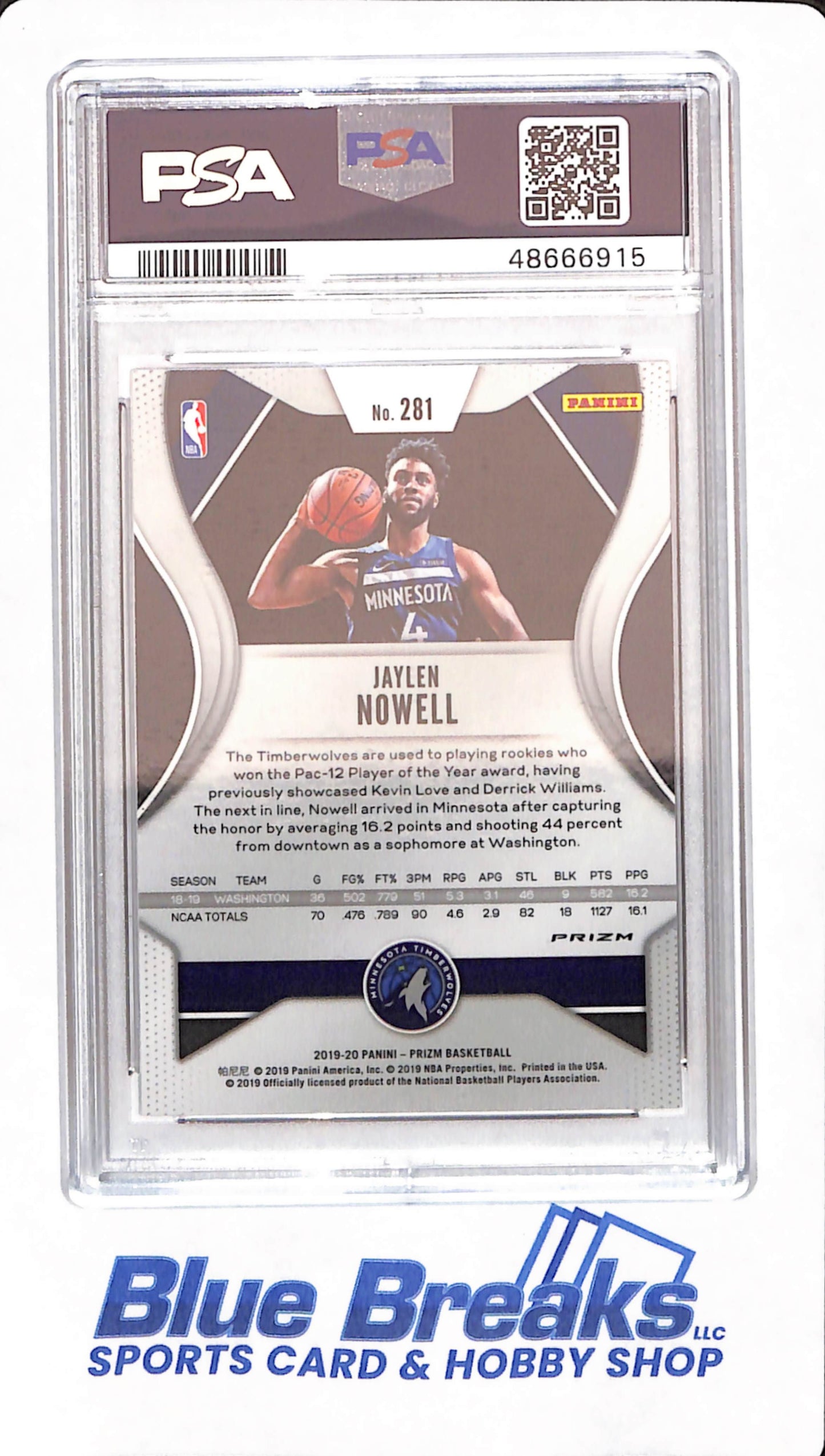 2019 Panini Prizm - Jaylen Nowell - Minnesota Timberwolves - Basketball - # 281 - PSA 10 - Ruby Wave