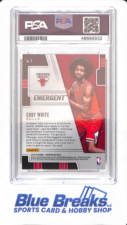 2019 Panini Prizm - Coby White - # 1 - Basketball - Chicago Bulls - PSA 10 - Emergent