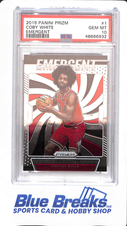 2019 Panini Prizm - Coby White - # 1 - Basketball - Chicago Bulls - PSA 10 - Emergent