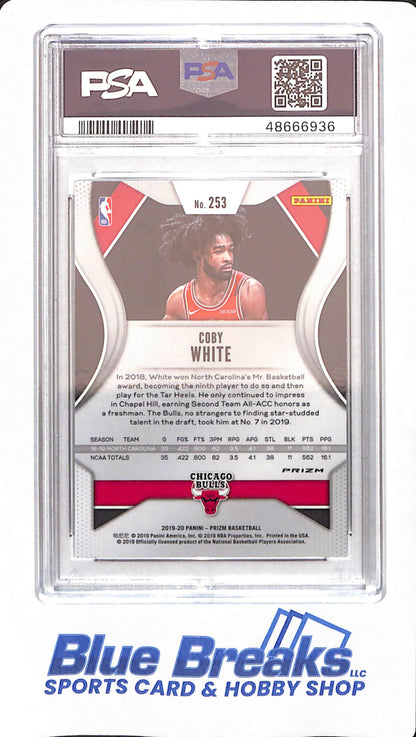 2019 Panini Prizm - Coby White - # 253 - Basketball - Chicago Bulls - PSA 9 - Green Prizm