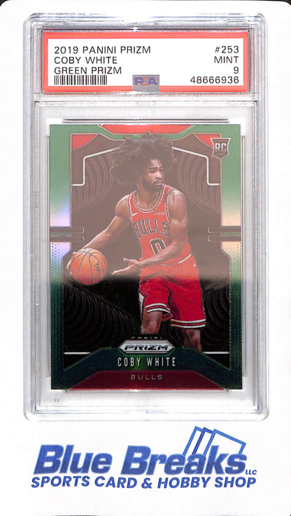 2019 Panini Prizm - Coby White - # 253 - Basketball - Chicago Bulls - PSA 9 - Green Prizm