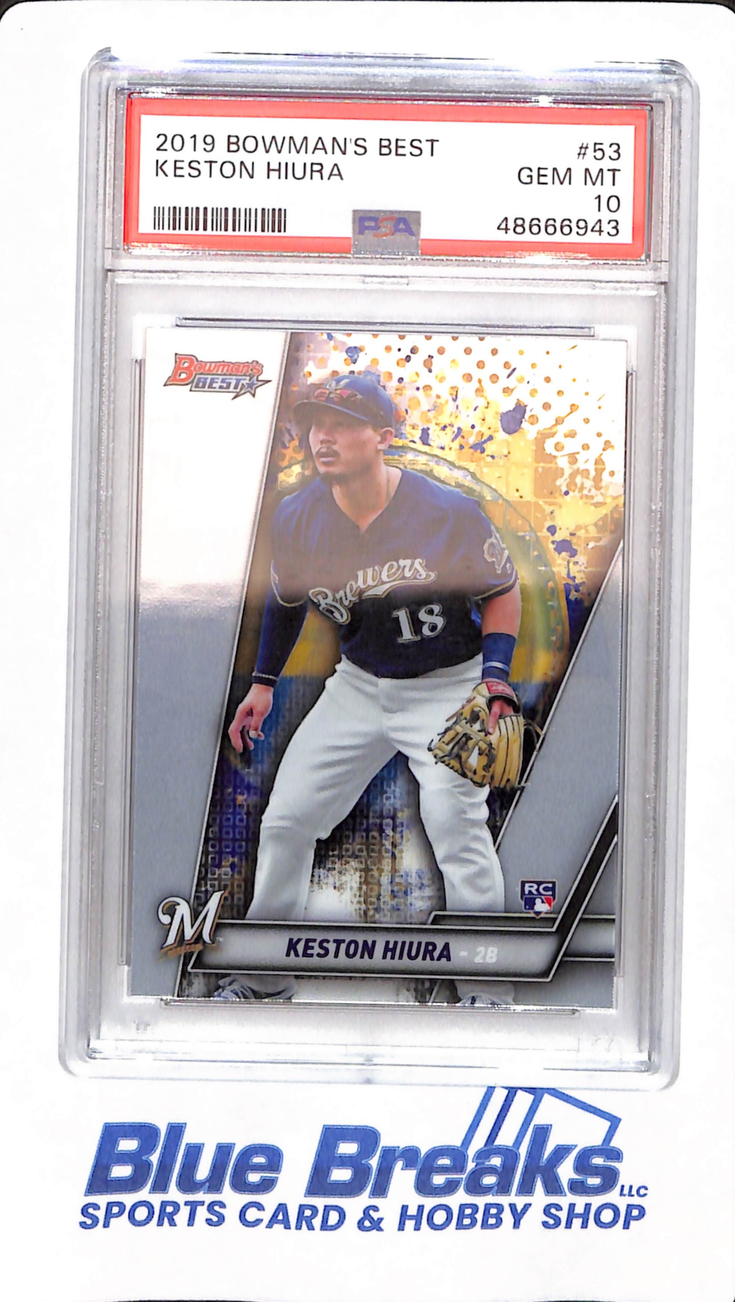 2019 Bowman's Best - Keston Hiura - Baseball -  # 53 - PSA 10 - Rookie - Milwaukee Brewers