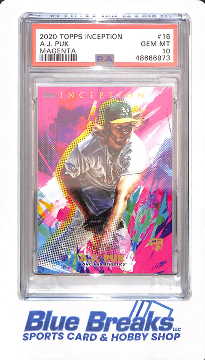 2020 Topps Inception - A.J. Puk - # 16 - PSA 10 - Oakland Athletics - 23/99 - Baseball - Magenta - Rookie