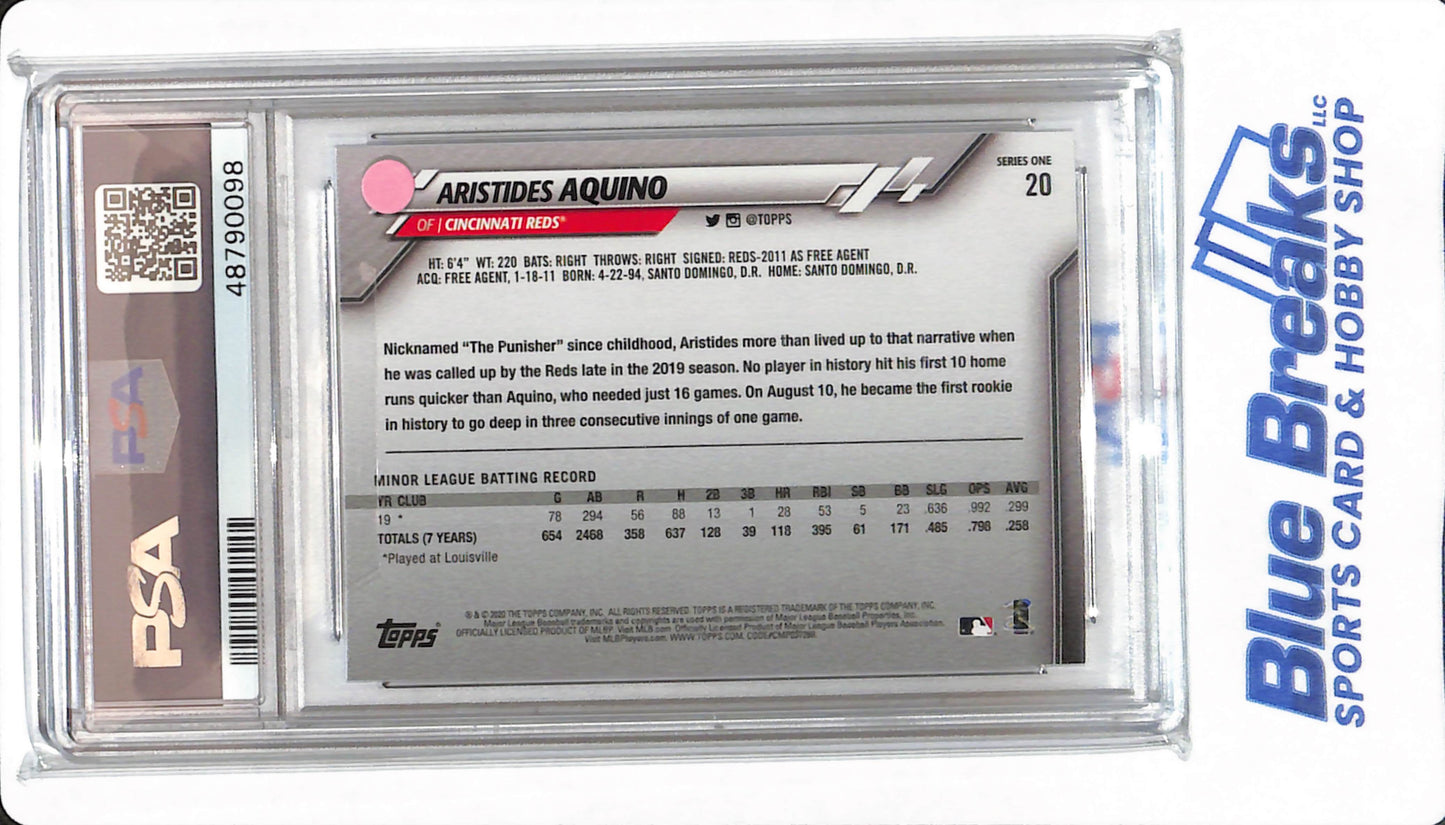 2020 Topps - Aristides Aquino - #20 - PSA 10 - Cincinnati Reds - Baseball