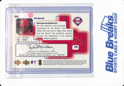 1999 Upper Deck - Pat Burrell - # PB - Philadelphia Phillies - SP Signature Edition - Baseball - Autographed