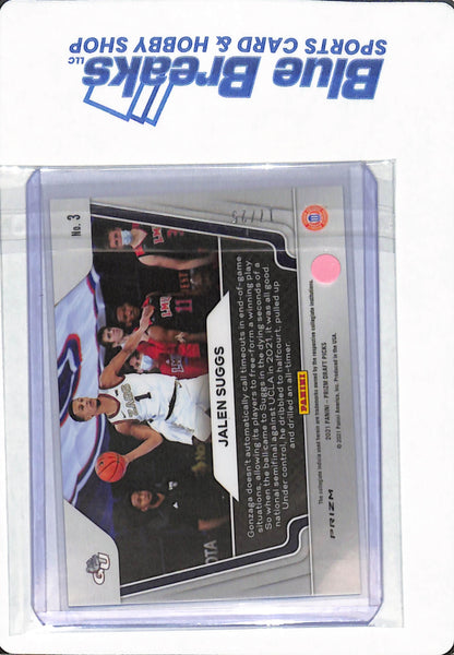 2021 Panini Prizm Draft Picks - Jalen Suggs - #3 - Gonzaga - Widescreen - Green - 17/25 - Basketball