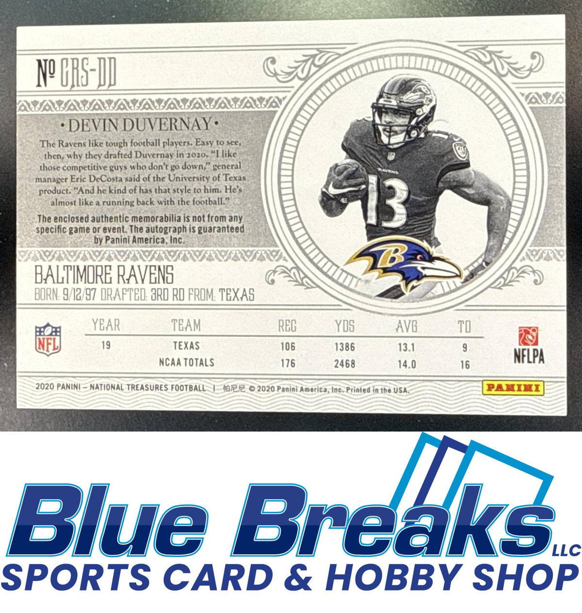 2020 Panini National Treasures Devin Duvernay #CRS-DD Crossover Rookie Patch Auto 51/99 Relic RC Baltimore Ravens