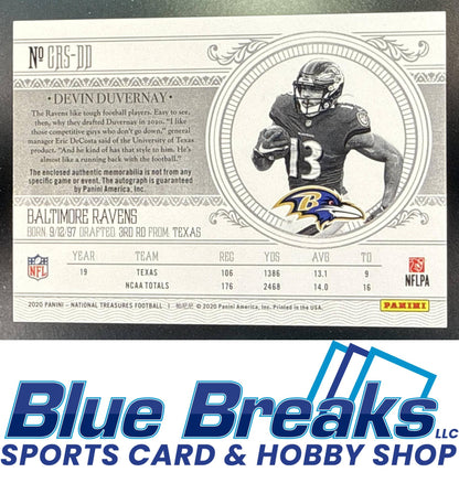 2020 Panini National Treasures Devin Duvernay #CRS-DD Crossover Rookie Patch Auto 51/99 Relic RC Baltimore Ravens
