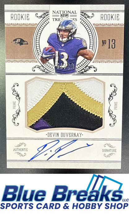 2020 Panini National Treasures Devin Duvernay #CRS-DD Crossover Rookie Patch Auto 51/99 Relic RC Baltimore Ravens
