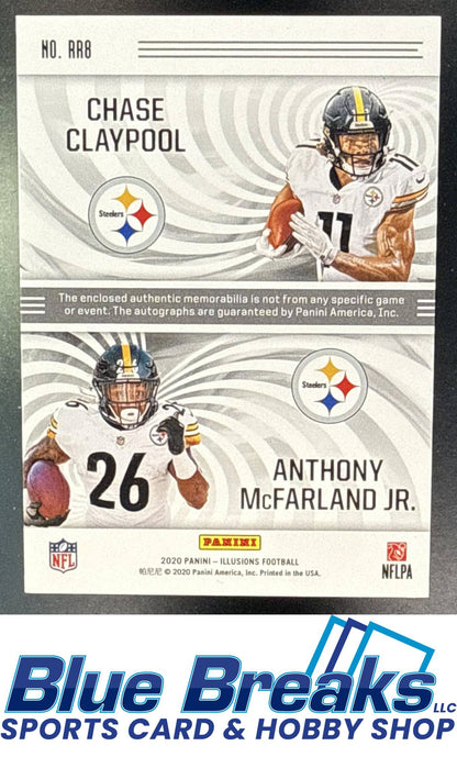 2020 Panini Illusions Anthony McFarland Jr. Chase Claypool #RR8 Rookie Reflections Dual Patch Auto 50/50 Pittsburgh Steelers
