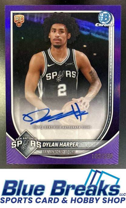 2025 Bowman Dylan Harper #BCA-DH Chrome Auto Purple Refractor 102/250 RC San Antonio Spurs