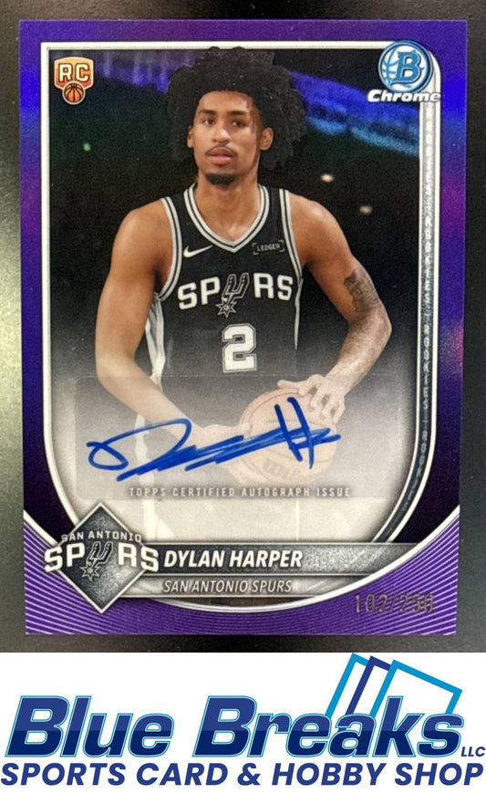 2025 Bowman Dylan Harper #BCA-DH Chrome Auto Purple Refractor 102/250 RC San Antonio Spurs