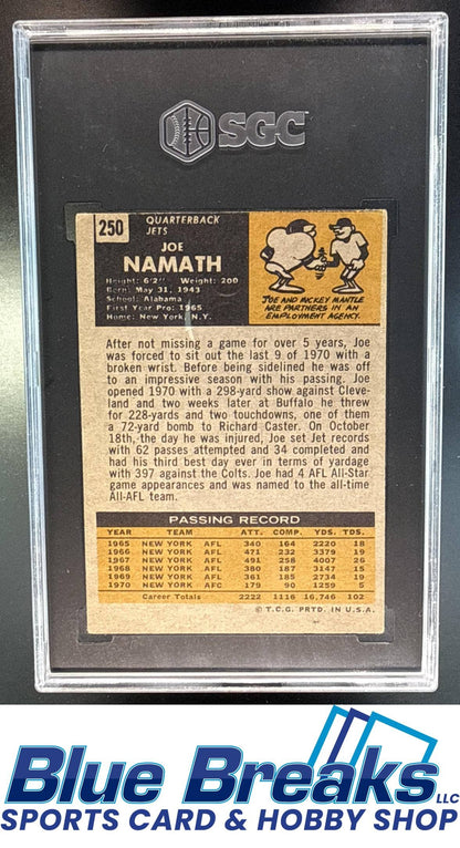 1971 Topps Joe Namath #250 SGC 3 New York Jets