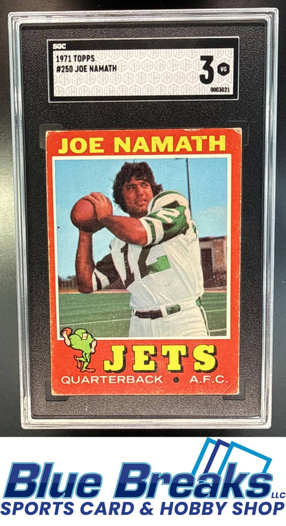 1971 Topps Joe Namath #250 SGC 3 New York Jets