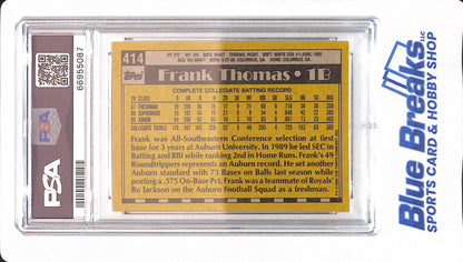 1990 Topps - Frank Thomas - # 414 - Chicago White Sox - Baseball - Name on Front - PSA 9