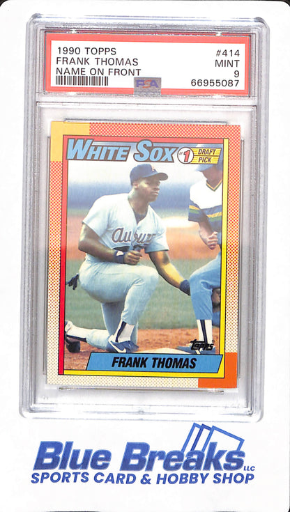 1990 Topps - Frank Thomas - # 414 - Chicago White Sox - Baseball - Name on Front - PSA 9