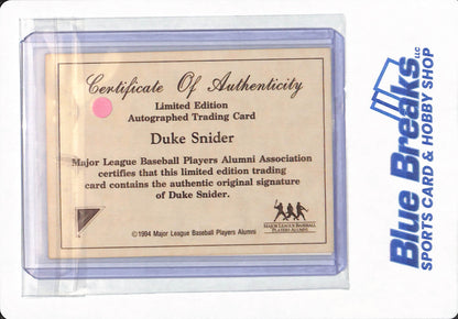 1994 Nabisco - Duke Snider - All Star Legends - Los Angeles Dodgers - Baseball - Autographed