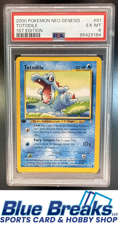 2000 Pokemon Neo Genesis 1st Edition Totodile #81/111 PSA 6