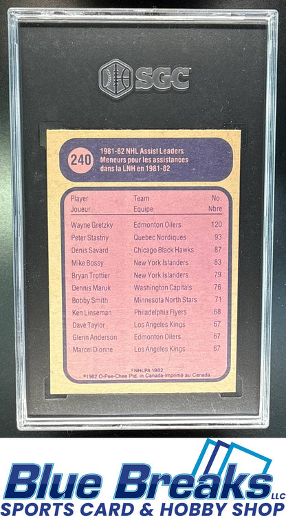 1982 O-Pee-Chee Wayne Gretzky #240 League Leaders SGC 8.5 Edmonton Oilers