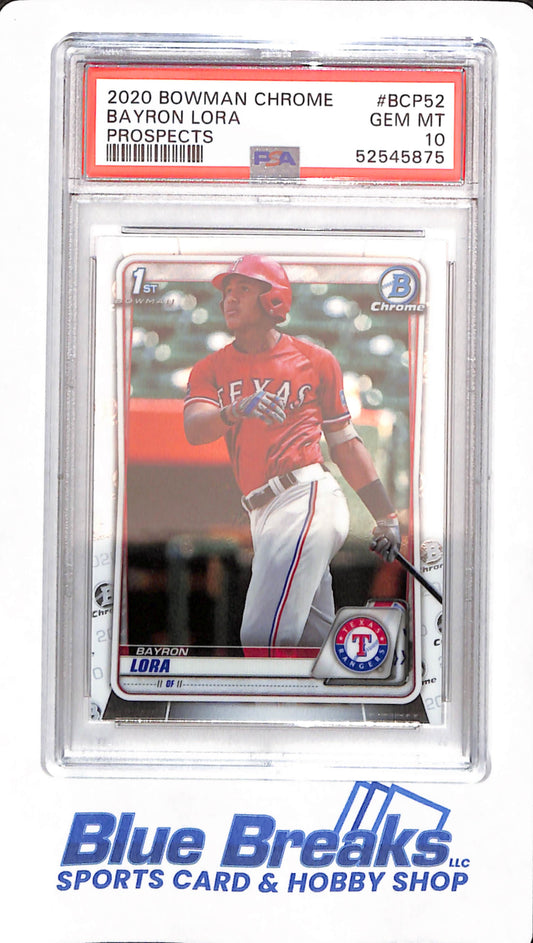 2020 Bowman Chrome - Bayron Lora - # BCP52 - PSA 10 - Baseball - Texas Rangers - Prospects