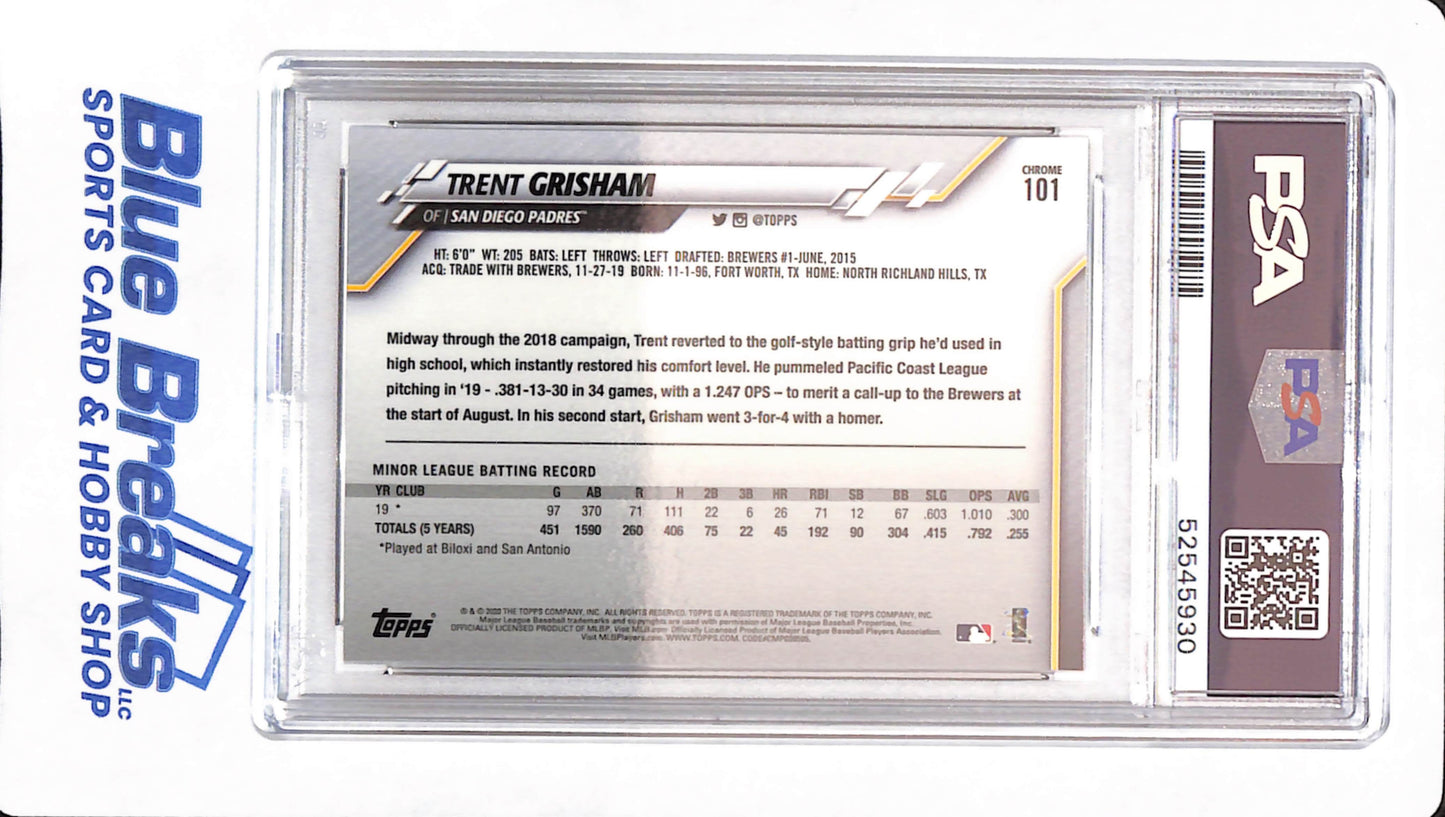 2020 Topps Chrome - Trent Grisham - # 101 - Baseball - PSA 10 - San Diego Padres - Rookie