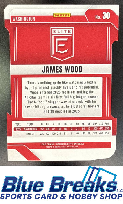 2026 Panini Donruss Elite James Wood #30 Aspirations Die-Cuts 71/99 Washington Nationals