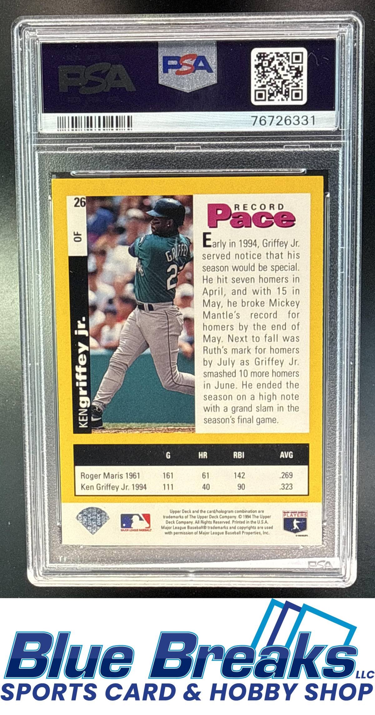 1995 Upper Deck Collector's Choice SE Ken Griffey Jr. #26 Silver Signature PSA 8 Seattle Mariners