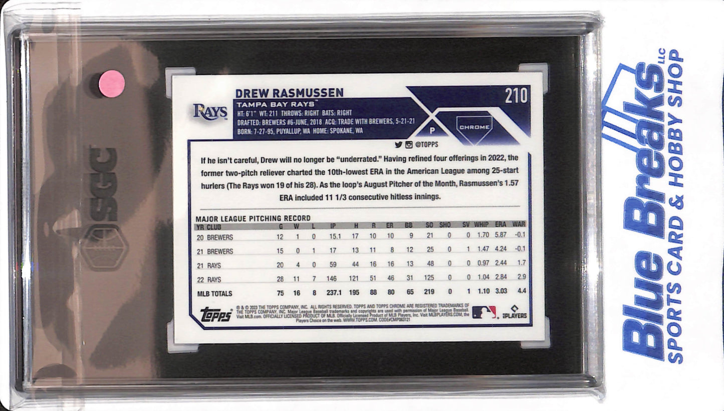 2023 Topps Chrome - Drew Rasmussen - #210 - SGC 9.5 - Tampa Bay Rays - Baseball - Pink Refractor