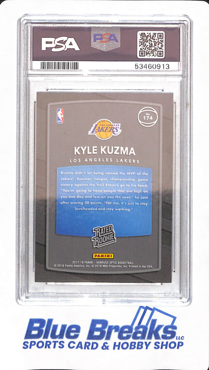 2017 Panini Donruss Optic - Kyle Kuzma - # 174 - Basketball - Los Angeles Lakers - Blue - Shock - PSA 10