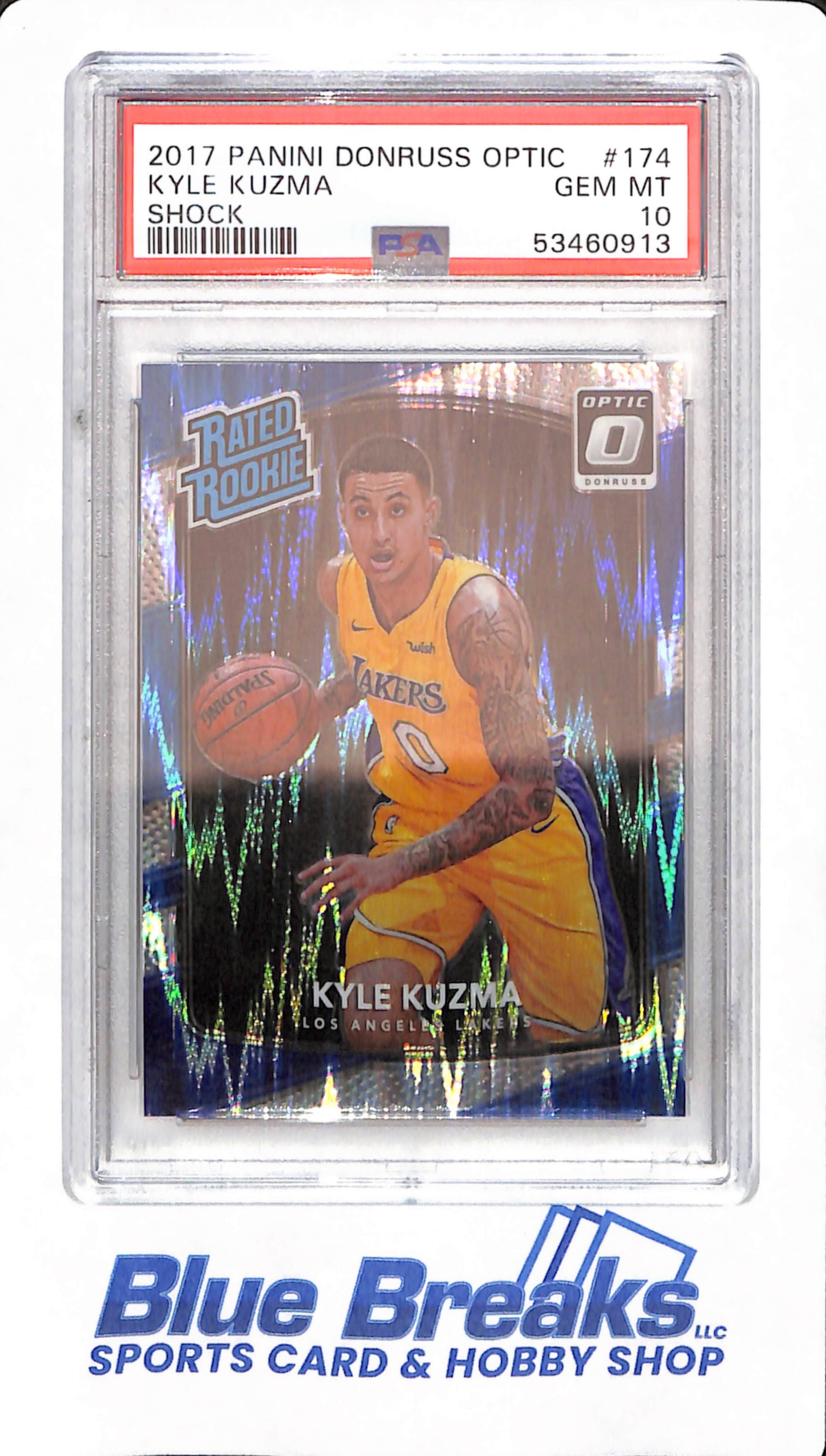 2017 Panini Donruss Optic - Kyle Kuzma - # 174 - Basketball - Los Angeles Lakers - Blue - Shock - PSA 10