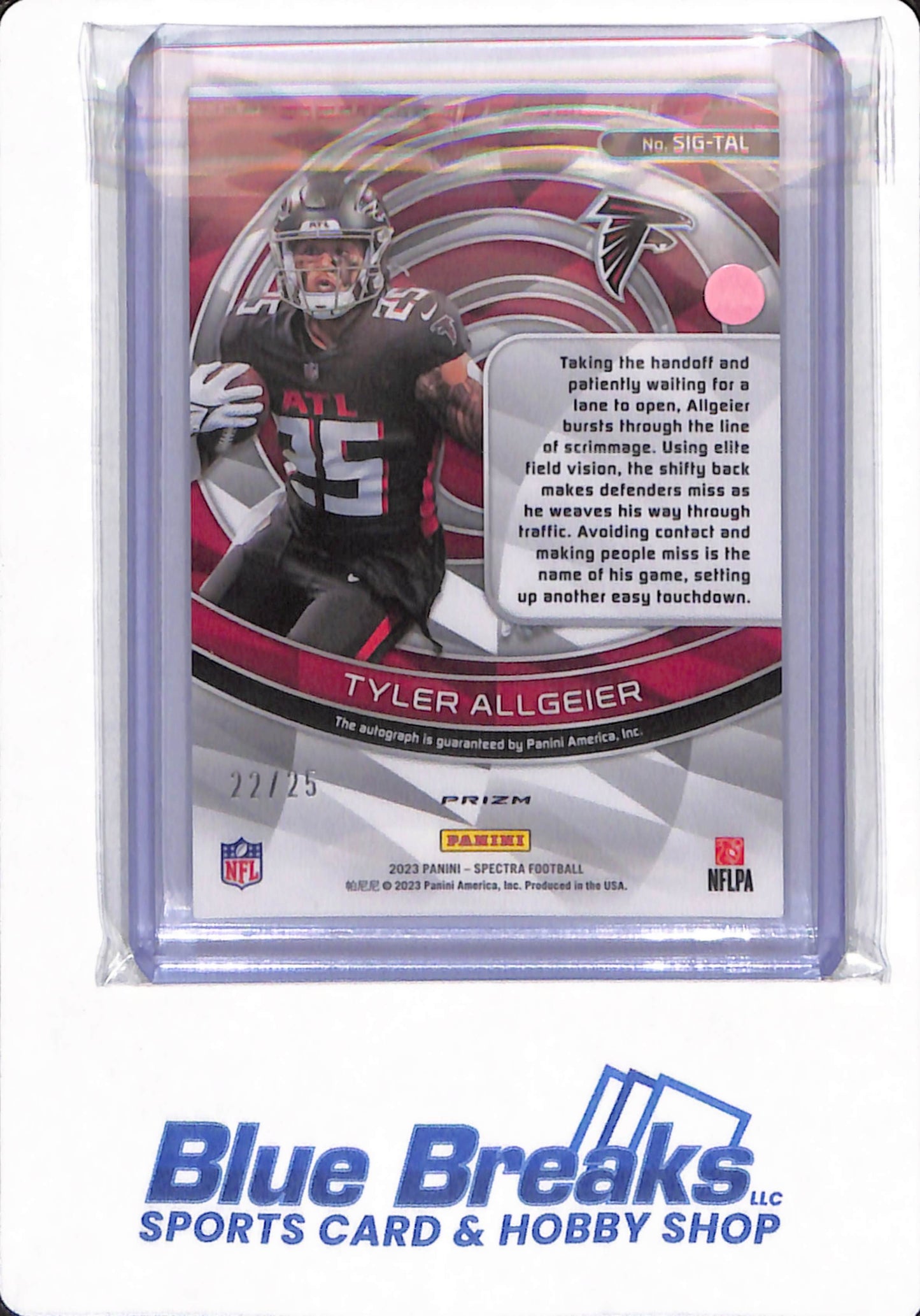 2023 Panini Spectra - Tyler Allgeier - # SIG-TAL - Atlanta Falcons - Football - Autographed - 22/25