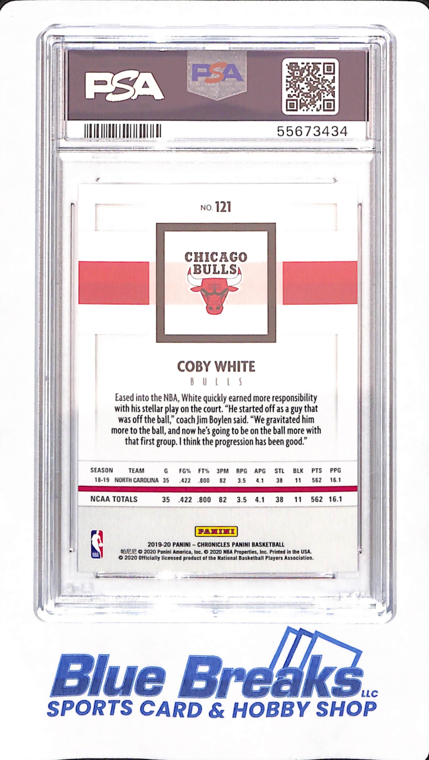 2019 Panini Chronicles - Coby White - # 121 - PSA 10 - Basketball - Chicago Bulls - Pink - Rookie