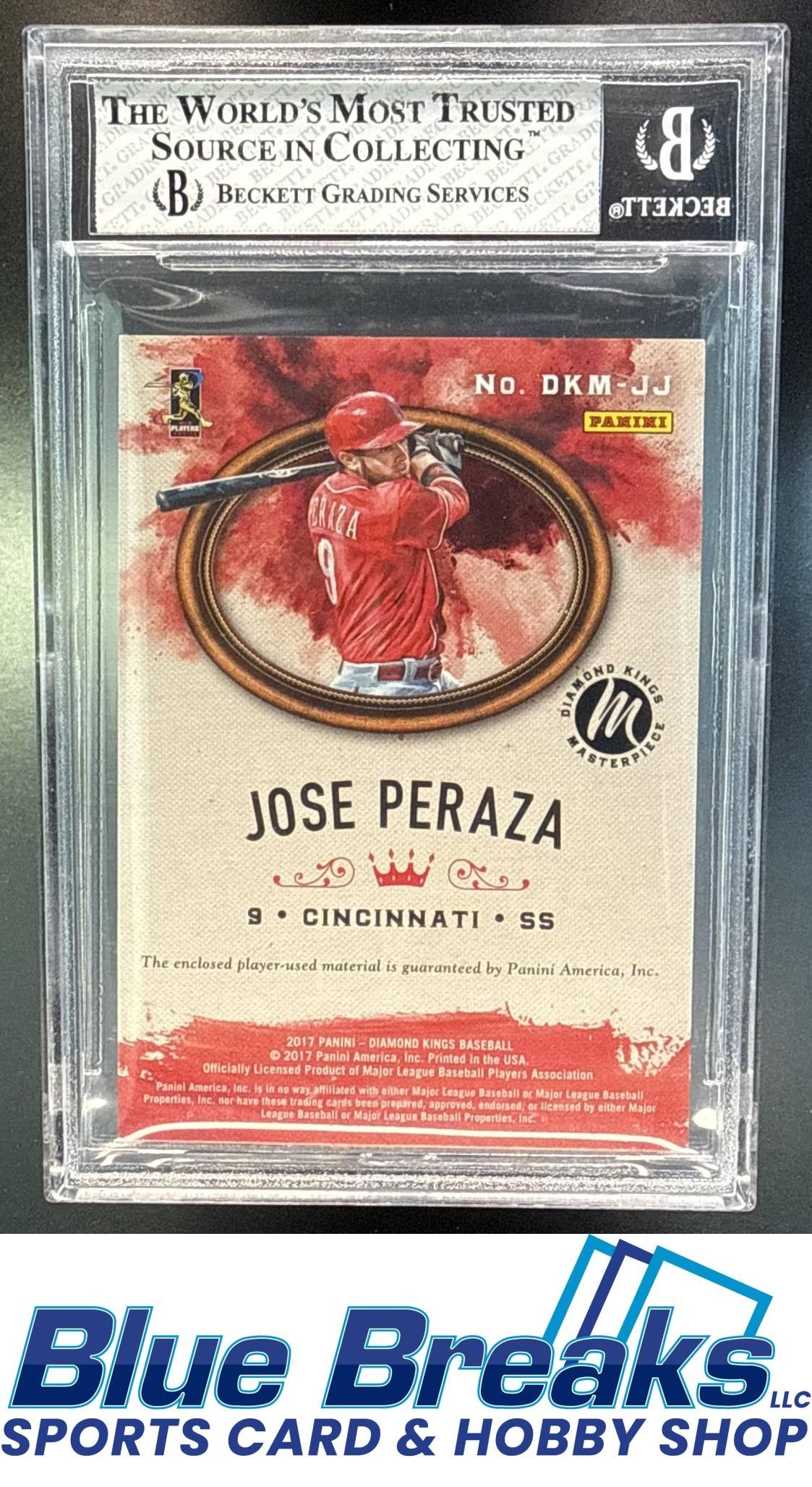2017 Panini Diamond Kings Jose Peraza #DKM-JJ DK Materials Masterpiece dual relic 1/1 BGS 8 Cincinnati Reds