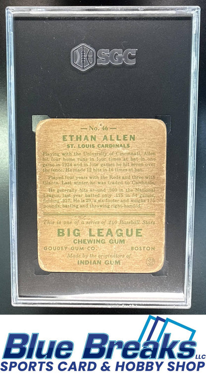 1933 Goudey R319 Ethan Allen [RC] #46 RC SGC 1 St. Louis Cardinals