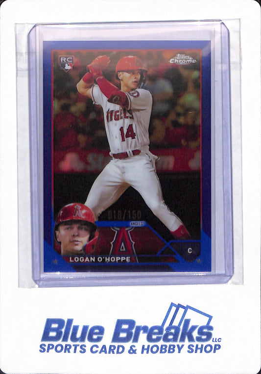 2023 Topps Chrome - Logan O'Hoppe - # 188 - Los Angeles Angels - Baseball - Blue - 018/150