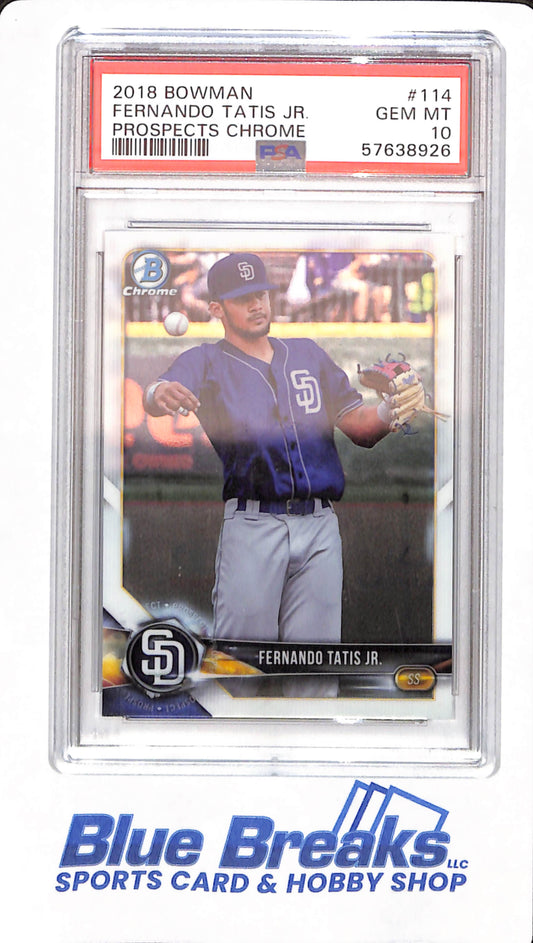 2018 Bowman - Fernando Tatis Jr - San Diego Charges - Baseball - # 114 - PSA 10 - Prospects Chrome