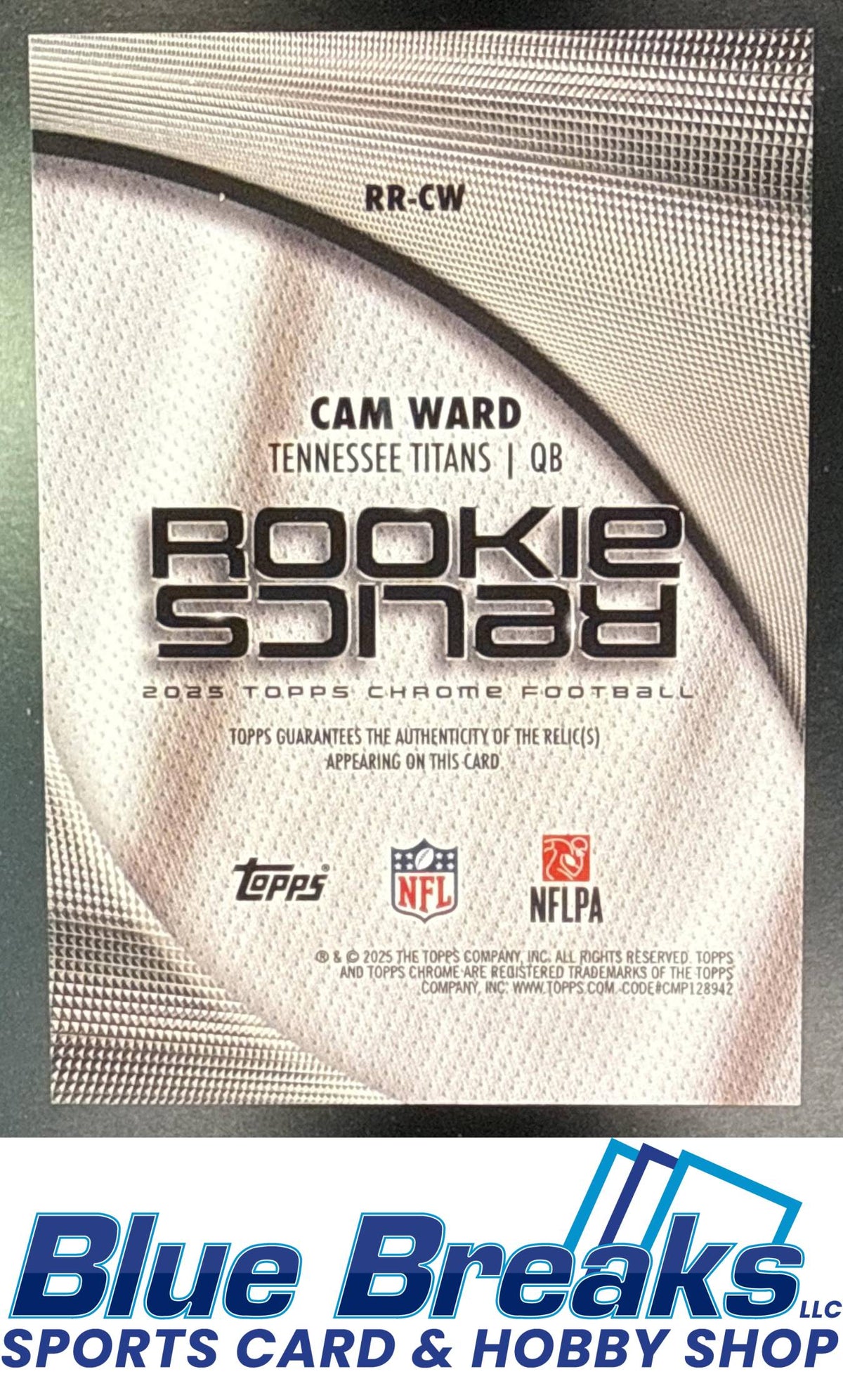 2025 Topps Chrome RC Relics Cam Ward #RR-CW Relic Tennessee Titans