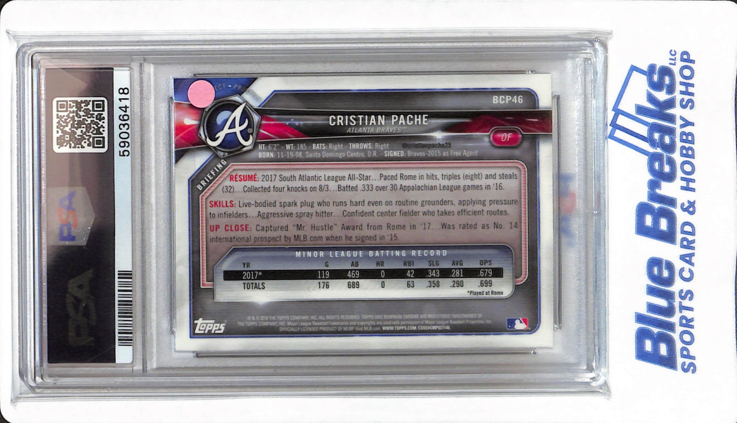 2018 Bowman - Cristian Pache - #46 - PSA 10 - Atlanta Braves - Baseball - Prospects Chrome