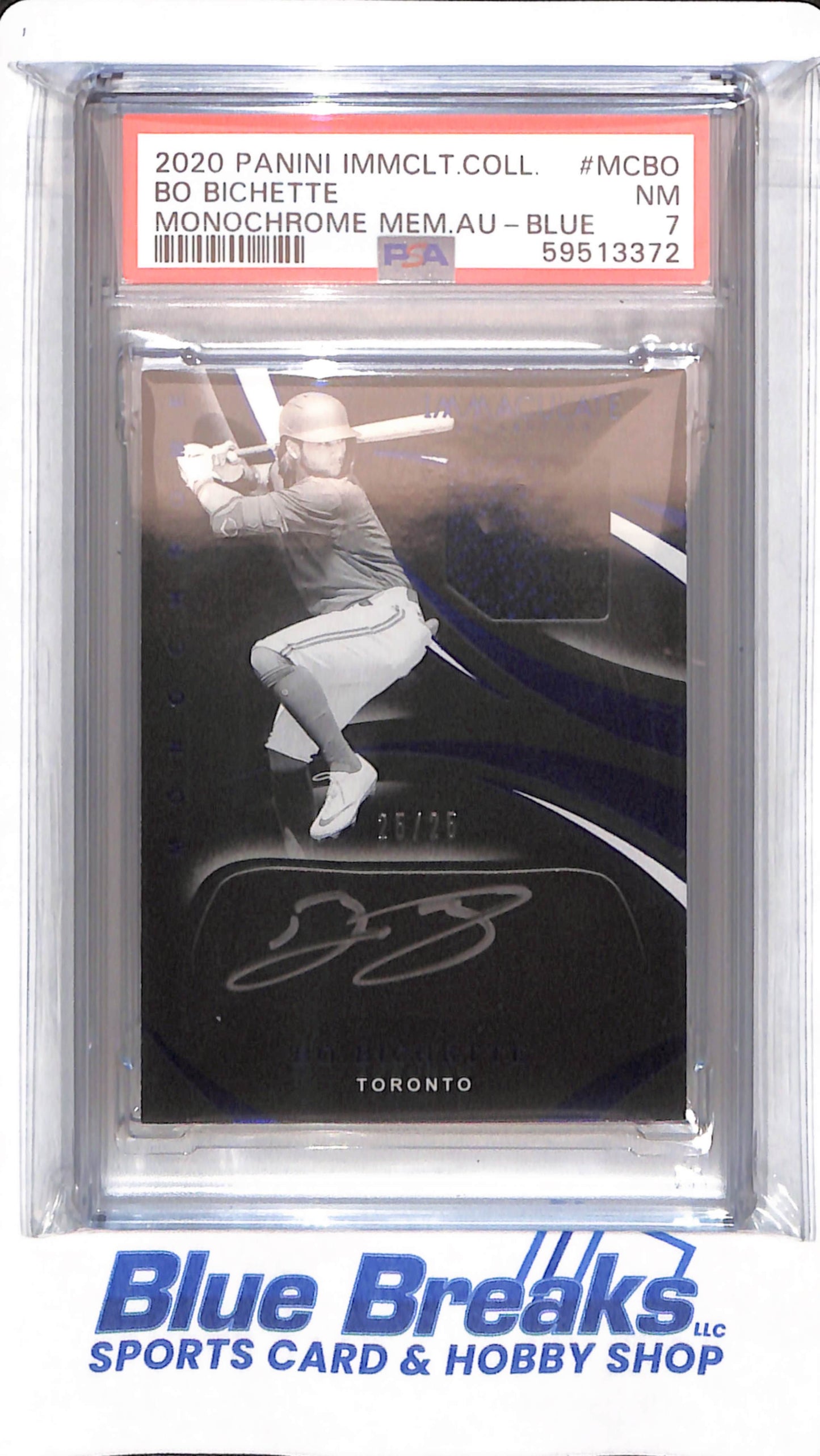 2020 Panini Immaculate Collection - Bo Bichette - # MCBO - PSA 7 - Baseball - Toronto Blue Jays - Monochrome Autographed - Blue - 25/25