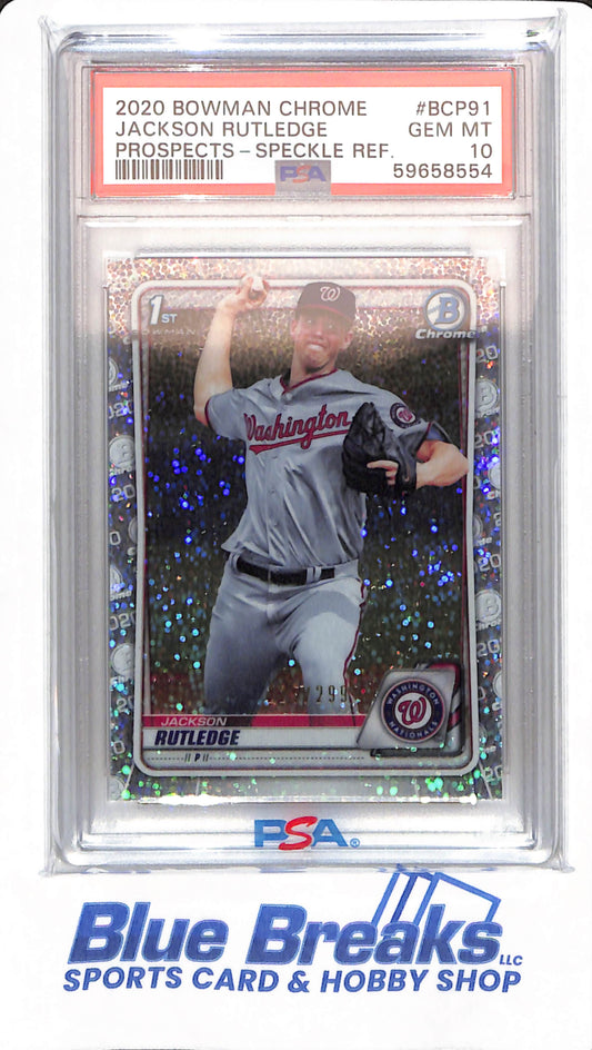 2020 Bowman Chrome - Jackson Rutledge - # BCP91 - Baseball - Washington Nationals - PSA 10 - Prospects Speckle Refractor - 225/299