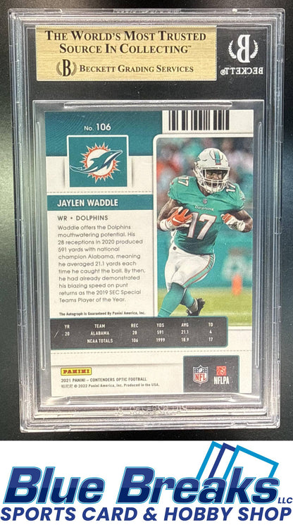 2021 Panini Contenders Optic Jaylen Waddle #106 Rookie Ticket RPS Auto RC BGS 9.5 Miami Dolphins