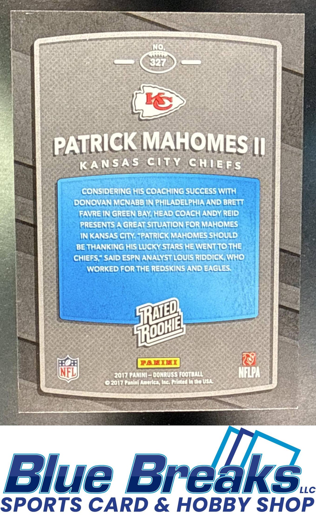 2017 Panini Donruss Patrick Mahomes II [RC] #327 RC Rated Kansas City Chiefs