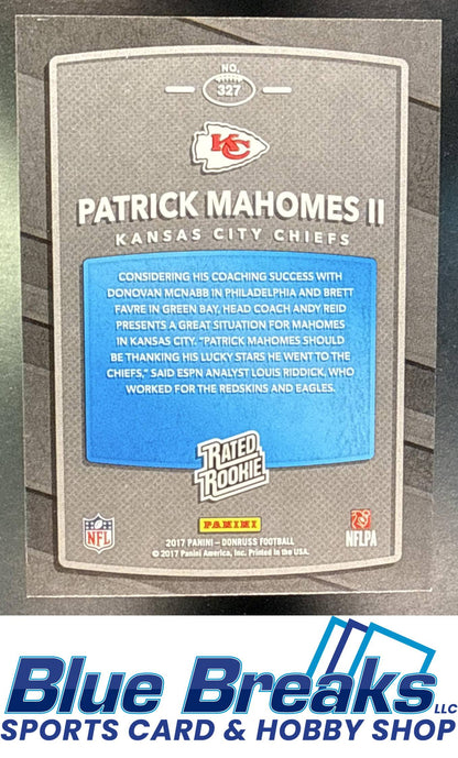 2017 Panini Donruss Patrick Mahomes II [RC] #327 RC Rated Kansas City Chiefs