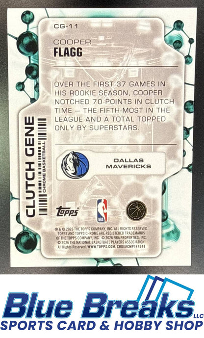 2025-26 Topps Chrome Update Clutch Gene Cooper Flagg RC #CG-11 Dallas Mavericks