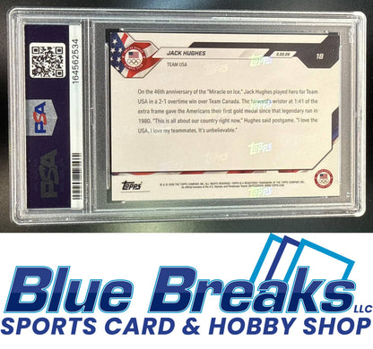 2026 Topps Now Olympic Games Jack Hughes #18 PSA 10 USA Vancouver Canucks