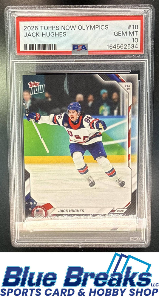 2026 Topps Now Olympic Games Jack Hughes #18 PSA 10 USA Vancouver Canucks