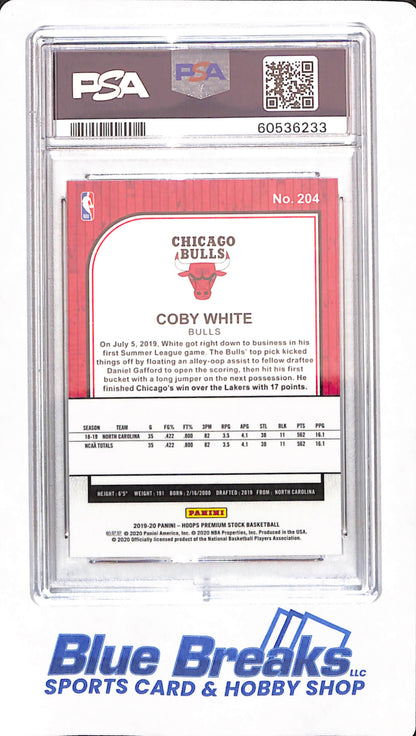 2019 Hoops Premium Stock - Coby White - # 204 - PSA 10 - Basketball - Chicago Bulls - Rookie