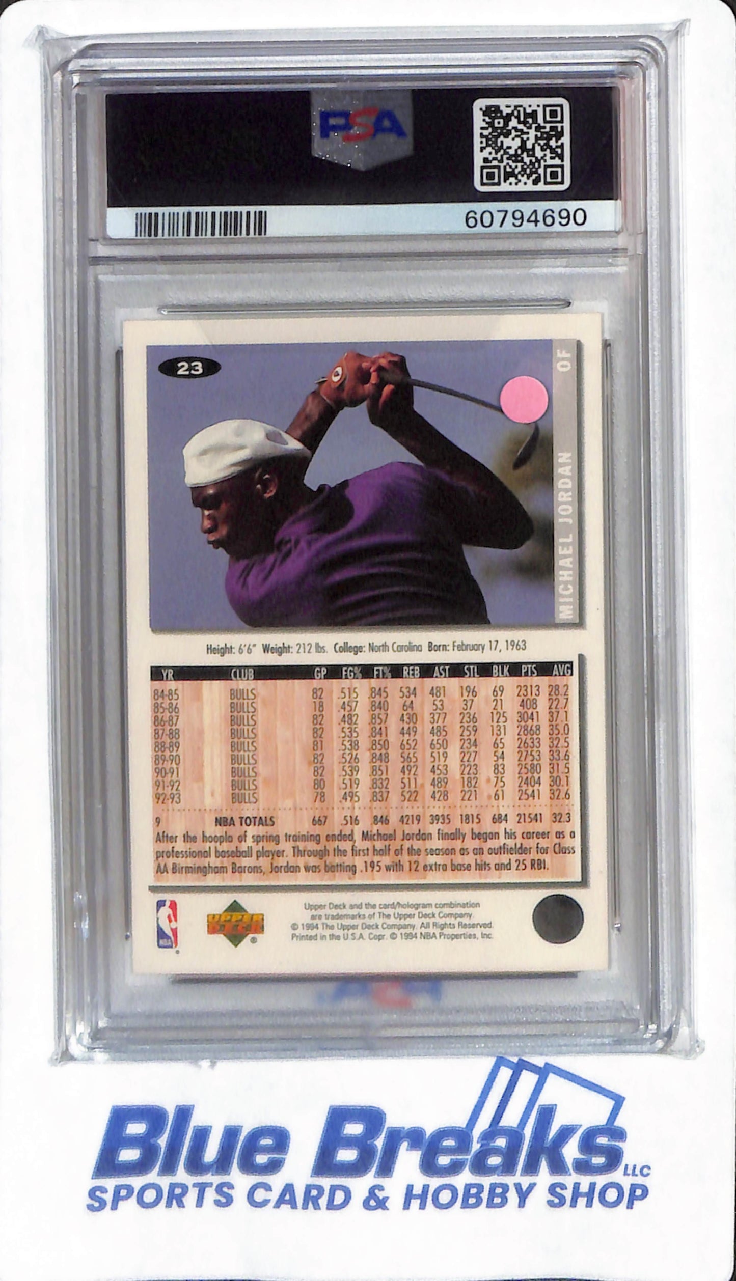 1994 Collectors Choice - Michael Jordan - #23 - PSA 9 - Chicago White Sox - Chicago Bulls - Baseball