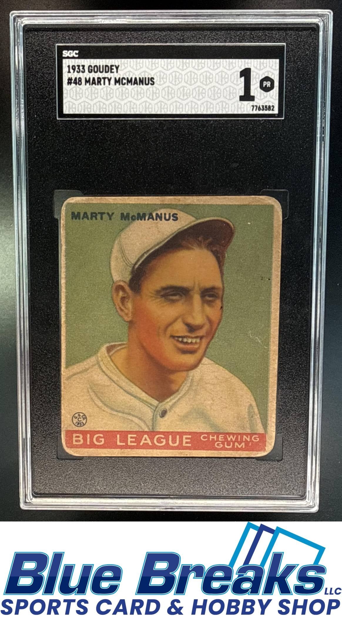 1933 Goudey R319 Marty McManus [RC] #48 RC SGC 1 Boston Red Sox